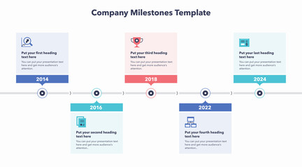 Wall Mural - Modern infographic with five stages for company milestones. Easy to use for your website or presentation.