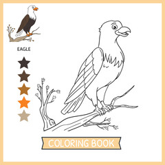 Wall Mural - coloring pages or books for kids. cute eagle cartoon illustration