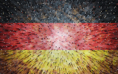 Wall Mural - crowd of people on germany flag. german society