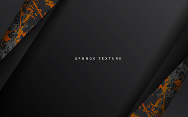 Abstract black and orange grunge texture overlap layer background