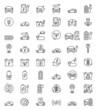 Electric cars hybrid battery line icons.