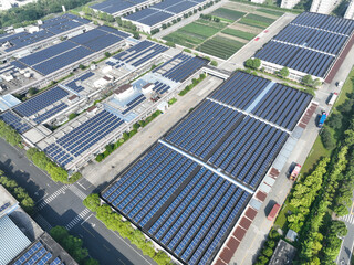 solar panels on factory rooftop