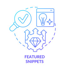 Featured Snippets Blue Gradient Concept Icon. Quick Online Query Answers. Advanced SEO Technique Abstract Idea Thin Line Illustration. Isolated Outline Drawing. Myriad Pro-Bold Font Used