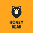 Honey bear illustration logo with beehive