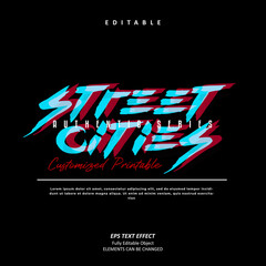 Wall Mural - Authentic urban design streetwear city glitch text effect editable premium vector