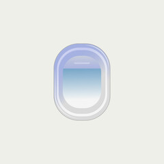 Wall Mural - Airplane window with blue sky outside. The concept of travel or tourism. Vector illustration in flat style