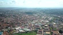 Aerial View Of Densely Populated Area And Industrial Zone In Kampala, Uganda.