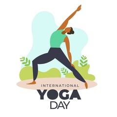 Canvas Print - international yoga day. yoga body posture. Woman practicing yoga. vector illustration design