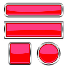 Poster - Red glass buttons isolated on a white background