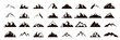 Mountain icons set. Vector silhouette