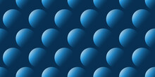 Dark Blue Modern Style Abstract Geometric Background Design, Rows Of Many Large Lit 3D Balls Pattern, Template In Editable Vector Format