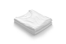Blank White Folded Square T-shirt Mockup Stack, Side View