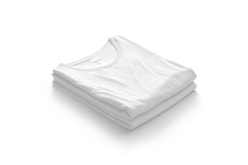 Poster - Blank white folded square t-shirt mockup stack, side view