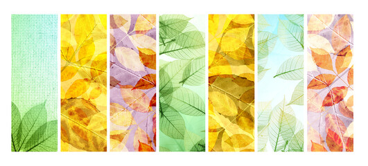 Sticker - Set of vertical or horizontal vintage nature banners with autumn leaves