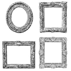 Sketches of collection various decorative vintage picture frames