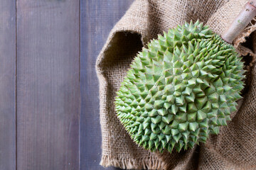 Wall Mural - Long Laplae Durian on sack,It is the most expensive and  rare durian in Thailand