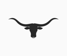 Bull Head Logo Icon Vector. Bullhead Silhouette Long Horn Vector Logo Design.
