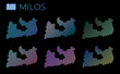 © Eugene Ga - Milos dotted map set. Map of Milos in dotted style. Borders of the island filled with beautiful smooth gradient circles. Cool vector illustration.