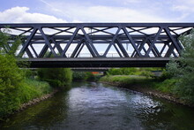 Railway Bridge In Celle Over The River Aller. Germany.