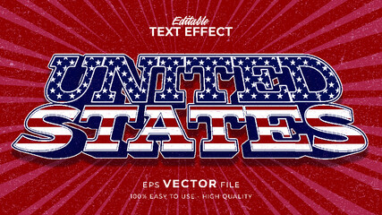 Wall Mural - Editable text effect america flag style. Independence day USA 4 July
