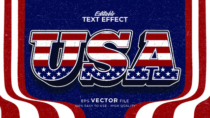 Wall Mural - Editable text effect america flag style. Independence day USA 4 July