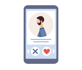 Wall Mural - dating app icon. online dating couple. acquaintance in social network. vector flat illustration