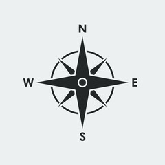 Wall Mural - Compass graphic icon. Wind rose sign. Compass symbol isolated on white background. Vector illustration