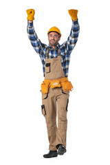 Wall Mural - Happy construction worker with arms raised