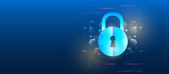 Fototapete - Cyber security for business and internet projects. Vector illustration of data security services. Data protection, privacy, and internet security concept. Hi-tech various background.