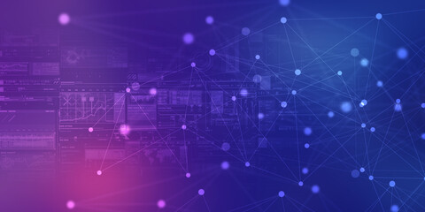 2d illustration Abstract futuristic electronic circuit technology background
