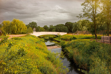 Wall Mural -  Village canal and bridge in Holland