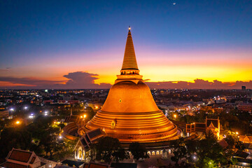 Wall Mural - Aerial view of Phra Pathom Chedi biggest stupa in Nakhon Pathom, Thailand