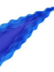 Wall Mural - abstract background in paper cut style. 3d wallpaper with cut out deep waves modern cover. blue colo