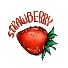 strawberry berry lettering scribble isolated on a white background