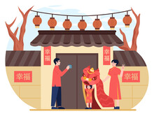 Traditional Chinese Holiday. Characters Celebrate National Asian
