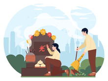 Qingming Festival Or Tomb-Sweeping Day. Ching Ming Festival,