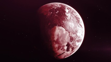 Wall Mural - 3D animation with planet in space. Motion. Colored planet with radiation in space. Planet with colored light in 3D space. Astronomy