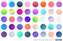 Set Of Vector Gradients, Modern Combinations Of Colors And Shades. Color Gradient Palette In The Form Of Circles.