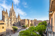 © Kirk Fisher - View of the Gothic Cathedral of the Holy Cross and Saint Eulalia, also known as Barcelona Cathedral from a balcony terrace across the plaza in the Catalonia city of Barcelona, in Southern Spain.