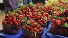 Fresh Strawberries For Sale At A Market In Turkey