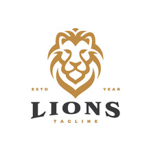 Vintage Hipster Lion Head Emblem Logo Design. Lion Head Line Art Vector Icon