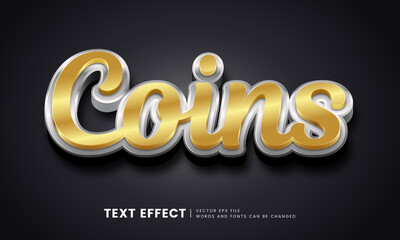 Wall Mural - Editable elegant 3d gold and silver text effect. Elegant fancy font style perfect for logotype, title or heading text.
