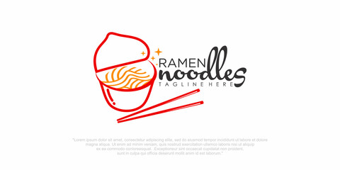 Chinese noodle logo design icon template. Japanese ramen vector illustration