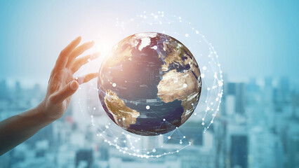 Aufkleber - Global communication network concept. Digital transformation.