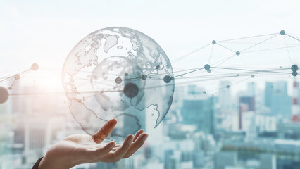 Aufkleber - Global communication network concept. Digital transformation.
