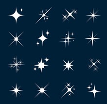 Star Sparkles And Twinkles, Star Bursts Or Flash Shines And Sparks, Vector Icons. Bright Star Sparkles Or Glitter Light With Twinkle Effect, Stars With Flare Glare And Magic Rays Glow