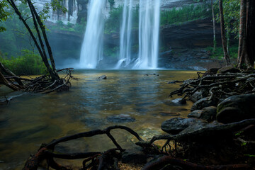 Aufkleber - Beautiful waterfall in deep forest at Thailand.