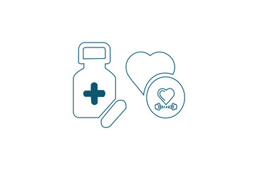 Wall Mural - medication icon, line art vector illustration