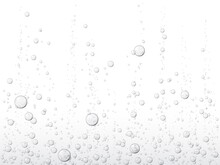 Realistic Soda Bubbles Background, Water Fizz Or Transparent Fizzy Drink, Vector Liquid Drops. Soda Bubbles Or Oxygen Air And Gas Effect In Clear Pure Water, Sparkling Fizzy Effervescent Bubbles