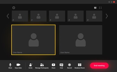 Wall Mural - videocall interface, video call screen or conference chat app, vector computer ui template. web vide